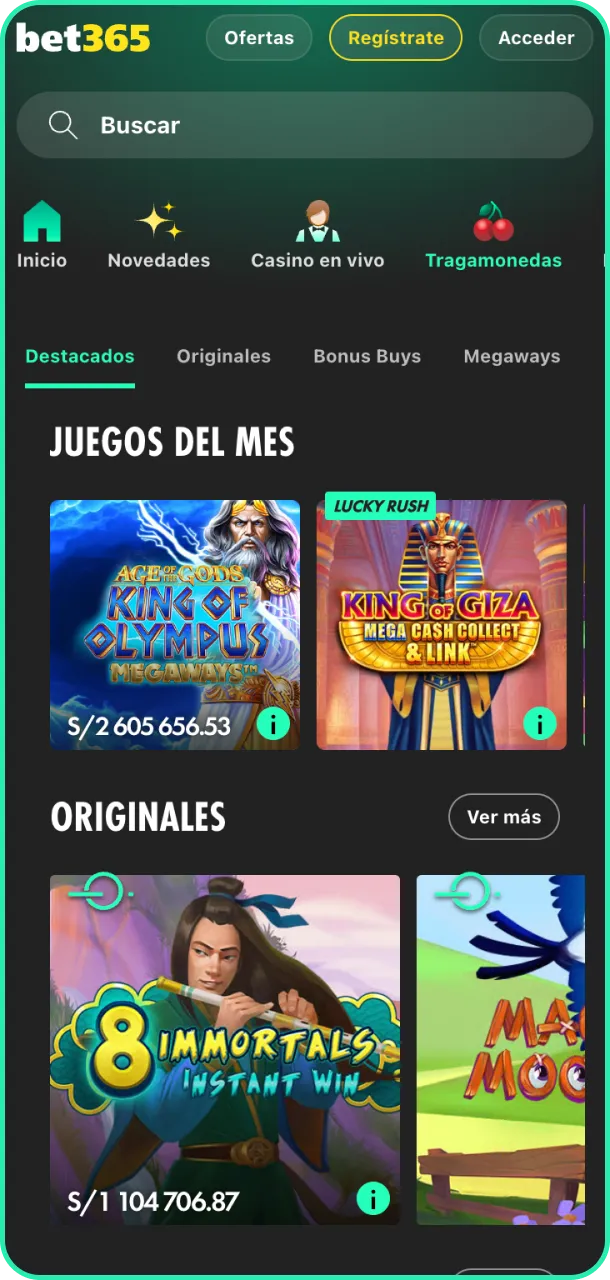 Juega a las mejores máquinas tragamonedas en la plataforma Bet365.