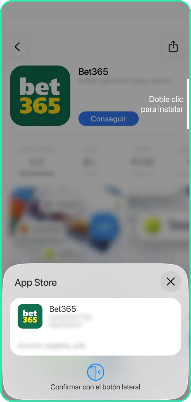 Selecciona obtener en la App Store para descargar la App Bet365.
