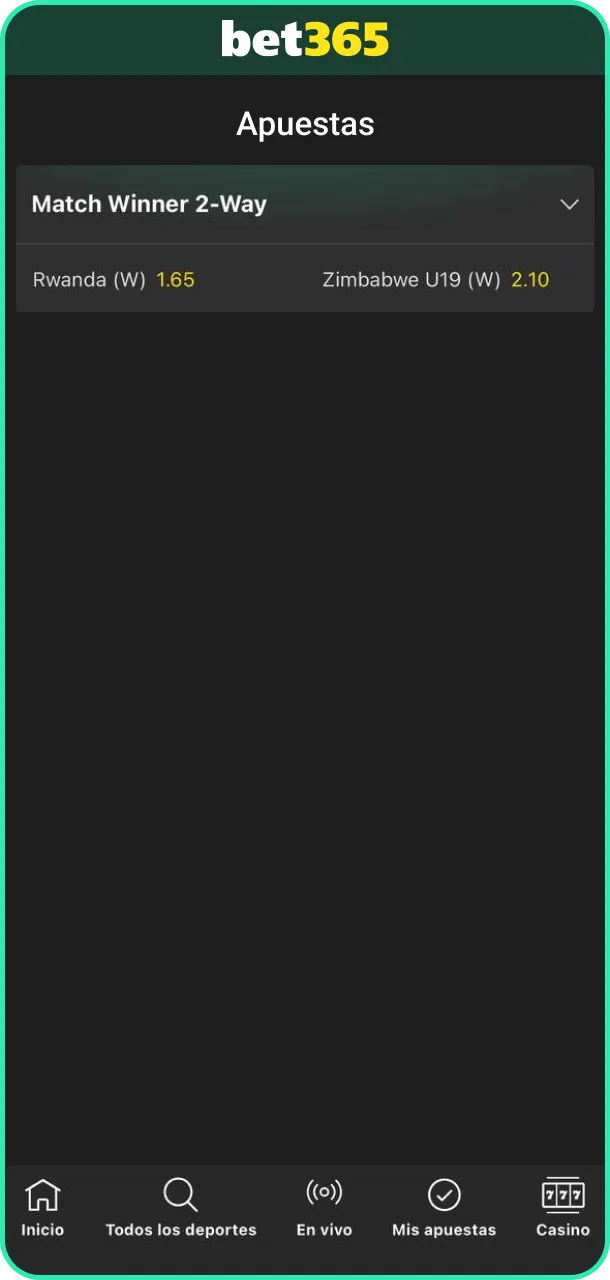 Ingresa el monto y confirma tu jugada de cricket en Bet365.