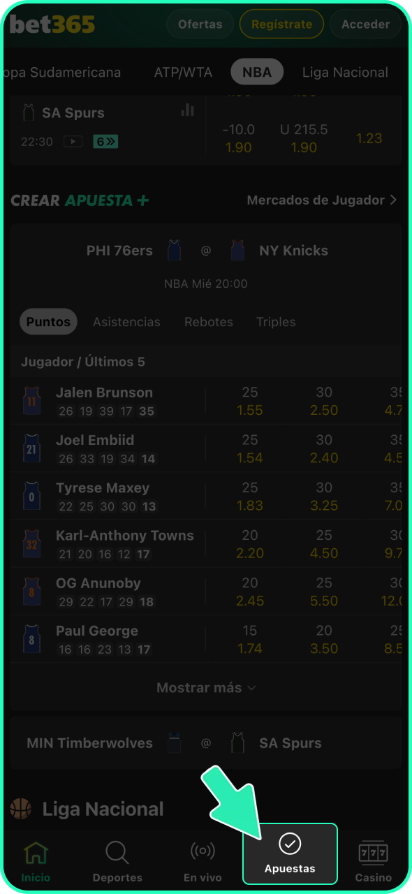 Confirma tu apuesta y revisa tu boleto de apuestas en Bet365.